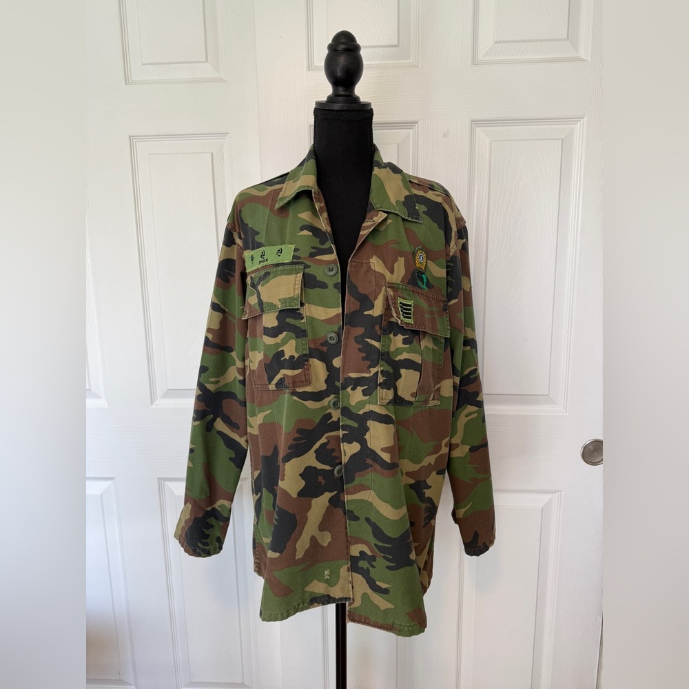 Free People Tricia Fix Camo with Colorful Embroidered Back - Picture 2 of 16